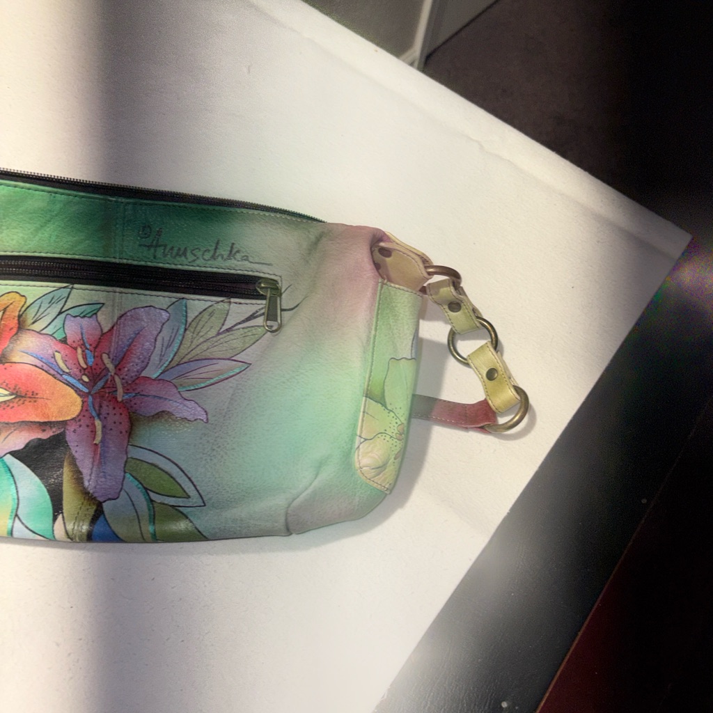 Anuschka Green Multi Floral Hand-Painted Crossbody
